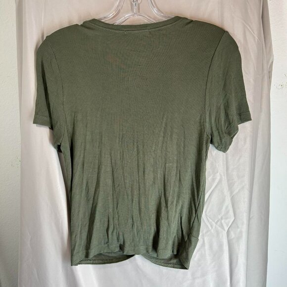 Marine Layer Womens Top M Green Lexi 10216 Twist Front Shirt Stretch Casual - Picture 5 of 10